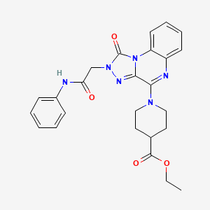 molecular formula C25H26N6O4 B2623512 ethyl 1-{1-oxo-2-[(phenylcarbamoyl)methyl]-1H,2H-[1,2,4]triazolo[4,3-a]quinoxalin-4-yl}piperidine-4-carboxylate CAS No. 1184967-25-6