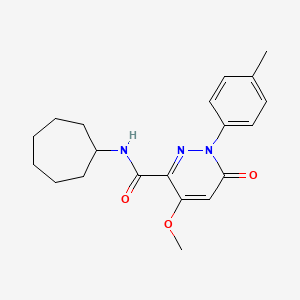 molecular formula C20H25N3O3 B2623524 N-cycloheptyl-4-methoxy-1-(4-methylphenyl)-6-oxo-1,6-dihydropyridazine-3-carboxamide CAS No. 1004392-39-5