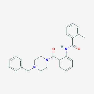 molecular formula C26H27N3O2 B262355 N-[2-(4-benzylpiperazine-1-carbonyl)phenyl]-2-methylbenzamide 