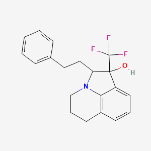 molecular formula C20H20F3NO B2623555 2-Phenethyl-1-(trifluoromethyl)-1,2,5,6-tetrahydro-4H-pyrrolo[3,2,1-ij]quinolin-1-ol CAS No. 439095-60-0