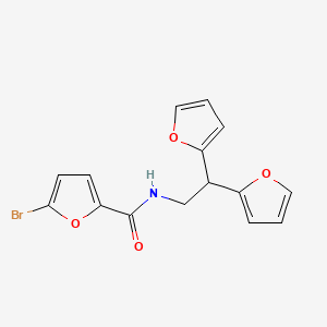 molecular formula C15H12BrNO4 B2623556 N-[2,2-bis(furan-2-yl)ethyl]-5-bromofuran-2-carboxamide CAS No. 2176271-06-8