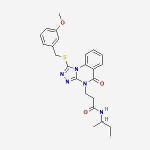 molecular formula C24H27N5O3S B2623566 N-(butan-2-yl)-3-(1-{[(3-methoxyphenyl)methyl]sulfanyl}-5-oxo-4H,5H-[1,2,4]triazolo[4,3-a]quinazolin-4-yl)propanamide CAS No. 1112434-58-8