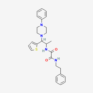 molecular formula C27H32N4O2S B2623605 N'-(2-phenylethyl)-N-[1-(4-phenylpiperazin-1-yl)-1-(thiophen-2-yl)propan-2-yl]ethanediamide CAS No. 863017-27-0