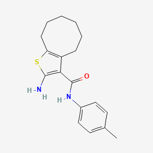 molecular formula C18H22N2OS B2623662 2-amino-N-(4-methylphenyl)-4,5,6,7,8,9-hexahydrocycloocta[b]thiophene-3-carboxamide CAS No. 667437-53-8