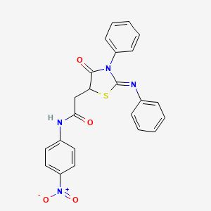 molecular formula C23H18N4O4S B2623687 N-(4-nitrophenyl)-2-[(2Z)-4-oxo-3-phenyl-2-(phenylimino)-1,3-thiazolidin-5-yl]acetamide CAS No. 305373-12-0