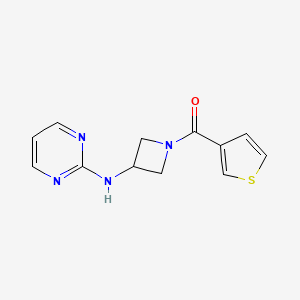 molecular formula C12H12N4OS B2623691 N-[1-(thiophene-3-carbonyl)azetidin-3-yl]pyrimidin-2-amine CAS No. 2034301-93-2