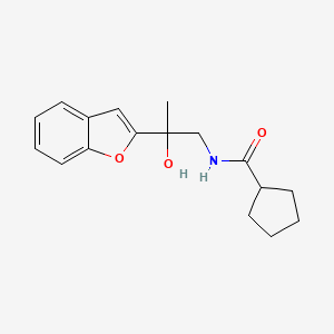 molecular formula C17H21NO3 B2623704 N-[2-(1-benzofuran-2-yl)-2-hydroxypropyl]cyclopentanecarboxamide CAS No. 2034545-22-5