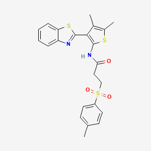 molecular formula C23H22N2O3S3 B2623712 N-(3-(benzo[d]thiazol-2-yl)-4,5-dimethylthiophen-2-yl)-3-tosylpropanamide CAS No. 886960-78-7