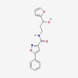 molecular formula C17H16N2O4 B2623728 N-[3-(FURAN-2-YL)-3-HYDROXYPROPYL]-5-PHENYL-1,2-OXAZOLE-3-CARBOXAMIDE CAS No. 1421453-58-8