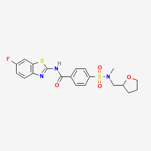 molecular formula C20H20FN3O4S2 B2623730 N-(6-fluoro-1,3-benzothiazol-2-yl)-4-{methyl[(oxolan-2-yl)methyl]sulfamoyl}benzamide CAS No. 868675-80-3