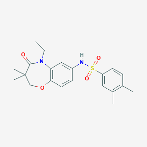 molecular formula C21H26N2O4S B2623734 N-(5-ethyl-3,3-dimethyl-4-oxo-2,3,4,5-tetrahydrobenzo[b][1,4]oxazepin-7-yl)-3,4-dimethylbenzenesulfonamide CAS No. 922077-16-5