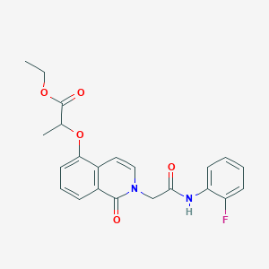 molecular formula C22H21FN2O5 B2623771 ethyl 2-[(2-{[(2-fluorophenyl)carbamoyl]methyl}-1-oxo-1,2-dihydroisoquinolin-5-yl)oxy]propanoate CAS No. 868224-47-9