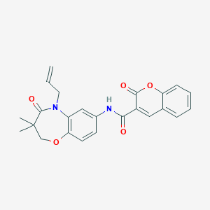 molecular formula C24H22N2O5 B2623791 N-(5-allyl-3,3-dimethyl-4-oxo-2,3,4,5-tetrahydrobenzo[b][1,4]oxazepin-7-yl)-2-oxo-2H-chromene-3-carboxamide CAS No. 921561-86-6