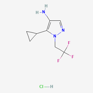 molecular formula C8H11ClF3N3 B2623804 5-Cyclopropyl-1-(2,2,2-trifluoroethyl)pyrazol-4-amine;hydrochloride CAS No. 2402830-49-1
