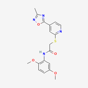 molecular formula C18H18N4O4S B2623817 N-(2,5-dimethoxyphenyl)-2-((4-(3-methyl-1,2,4-oxadiazol-5-yl)pyridin-2-yl)thio)acetamide CAS No. 1251571-71-7