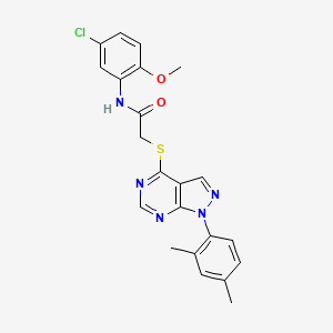 molecular formula C22H20ClN5O2S B2623819 N-(5-chloro-2-methoxyphenyl)-2-((1-(2,4-dimethylphenyl)-1H-pyrazolo[3,4-d]pyrimidin-4-yl)thio)acetamide CAS No. 893931-81-2