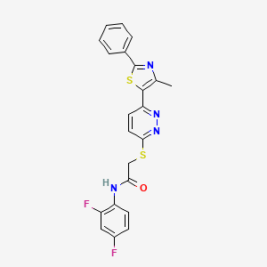 molecular formula C22H16F2N4OS2 B2623834 N-(2,4-DIFLUOROPHENYL)-2-{[6-(4-METHYL-2-PHENYL-1,3-THIAZOL-5-YL)PYRIDAZIN-3-YL]SULFANYL}ACETAMIDE CAS No. 892416-67-0