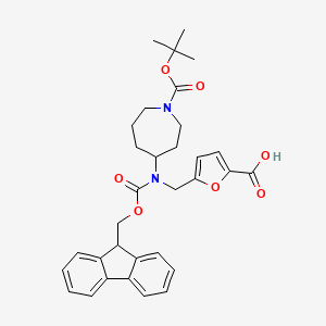 5-[[9H-Fluoren-9-ylmethoxycarbonyl-[1-[(2-methylpropan-2-yl)oxycarbonyl]azepan-4-yl]amino]methyl]furan-2-carboxylic acid
