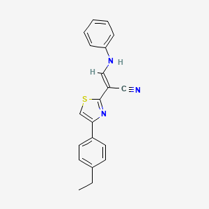 (E)-2-(4-(4-ethylphenyl)thiazol-2-yl)-3-(phenylamino)acrylonitrile