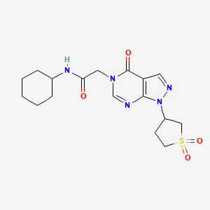 molecular formula C17H23N5O4S B2623854 N-cyclohexyl-2-(1-(1,1-dioxidotetrahydrothiophen-3-yl)-4-oxo-1H-pyrazolo[3,4-d]pyrimidin-5(4H)-yl)acetamide CAS No. 1040646-53-4