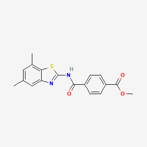 molecular formula C18H16N2O3S B2623882 Methyl 4-[(5,7-dimethyl-1,3-benzothiazol-2-yl)carbamoyl]benzoate CAS No. 912767-29-4