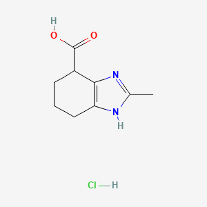molecular formula C9H13ClN2O2 B2623883 2-Methyl-4,5,6,7-tetrahydro-1H-benzimidazole-4-carboxylic acid;hydrochloride CAS No. 2408963-75-5