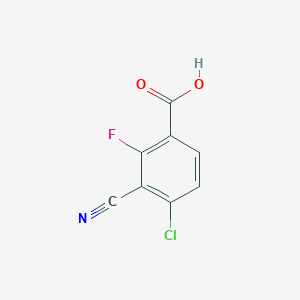 molecular formula C8H3ClFNO2 B2623899 4-Chloro-3-cyano-2-fluorobenzoic acid CAS No. 1628684-15-0