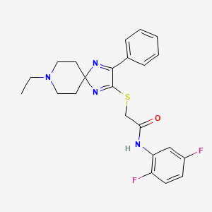 molecular formula C23H24F2N4OS B2623931 N-(2,5-difluorophenyl)-2-((8-ethyl-3-phenyl-1,4,8-triazaspiro[4.5]deca-1,3-dien-2-yl)thio)acetamide CAS No. 1185108-67-1