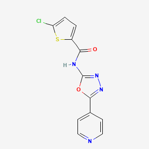molecular formula C12H7ClN4O2S B2623936 5-chloro-N-(5-(pyridin-4-yl)-1,3,4-oxadiazol-2-yl)thiophene-2-carboxamide CAS No. 862825-05-6