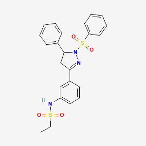 molecular formula C23H23N3O4S2 B2623991 N-(3-(5-phenyl-1-(phenylsulfonyl)-4,5-dihydro-1H-pyrazol-3-yl)phenyl)ethanesulfonamide CAS No. 851783-23-8