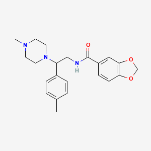 molecular formula C22H27N3O3 B2624005 N-(2-(4-methylpiperazin-1-yl)-2-(p-tolyl)ethyl)benzo[d][1,3]dioxole-5-carboxamide CAS No. 898431-08-8