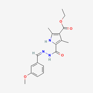 molecular formula C18H21N3O4 B2624006 ethyl 5-{N'-[(1Z)-(3-methoxyphenyl)methylidene]hydrazinecarbonyl}-2,4-dimethyl-1H-pyrrole-3-carboxylate CAS No. 865615-15-2