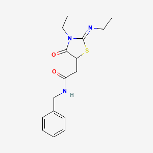 (E)-N-benzyl-2-(3-ethyl-2-(ethylimino)-4-oxothiazolidin-5-yl)acetamide