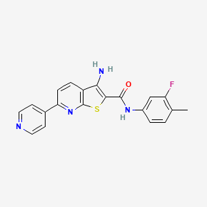 molecular formula C20H15FN4OS B2624057 3-amino-N-(3-fluoro-4-methylphenyl)-6-(4-pyridinyl)thieno[2,3-b]pyridine-2-carboxamide CAS No. 445267-37-8