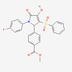 molecular formula C24H18FNO6S B2624092 methyl 4-[3-(benzenesulfonyl)-1-(4-fluorophenyl)-4-hydroxy-5-oxo-2,5-dihydro-1H-pyrrol-2-yl]benzoate CAS No. 1358683-14-3