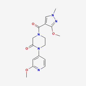 molecular formula C16H19N5O4 B2624159 4-(3-methoxy-1-methyl-1H-pyrazole-4-carbonyl)-1-(2-methoxypyridin-4-yl)piperazin-2-one CAS No. 2380167-72-4