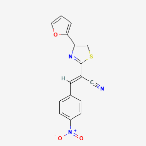 molecular formula C16H9N3O3S B2624163 (2E)-2-[4-(furan-2-yl)-1,3-thiazol-2-yl]-3-(4-nitrophenyl)prop-2-enenitrile CAS No. 868154-83-0