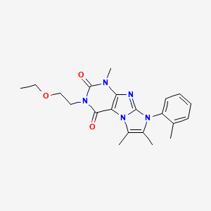 molecular formula C21H25N5O3 B2624259 3-(2-ethoxyethyl)-1,6,7-trimethyl-8-(o-tolyl)-1H-imidazo[2,1-f]purine-2,4(3H,8H)-dione CAS No. 887455-57-4