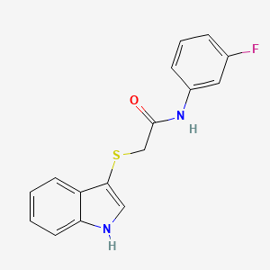 molecular formula C16H13FN2OS B2624263 N-(3-fluorophenyl)-2-(1H-indol-3-ylsulfanyl)acetamide CAS No. 896676-78-1