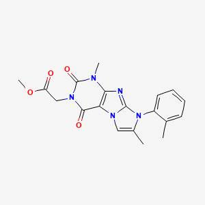 molecular formula C19H19N5O4 B2624278 methyl 2-(1,7-dimethyl-2,4-dioxo-8-(o-tolyl)-1H-imidazo[2,1-f]purin-3(2H,4H,8H)-yl)acetate CAS No. 887464-18-8