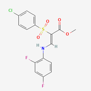 molecular formula C16H12ClF2NO4S B2624282 methyl (2Z)-2-[(4-chlorophenyl)sulfonyl]-3-[(2,4-difluorophenyl)amino]acrylate CAS No. 1327187-53-0