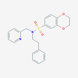molecular formula C22H22N2O4S B2624283 N-(2-phenylethyl)-N-[(pyridin-2-yl)methyl]-2,3-dihydro-1,4-benzodioxine-6-sulfonamide CAS No. 1286724-10-4