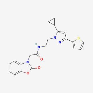 N-(2-(5-cyclopropyl-3-(thiophen-2-yl)-1H-pyrazol-1-yl)ethyl)-2-(2-oxobenzo[d]oxazol-3(2H)-yl)acetamide