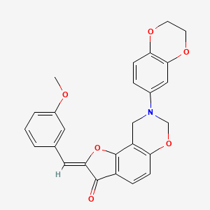 (Z)-8-(2,3-dihydrobenzo[b][1,4]dioxin-6-yl)-2-(3-methoxybenzylidene)-8,9-dihydro-2H-benzofuro[7,6-e][1,3]oxazin-3(7H)-one