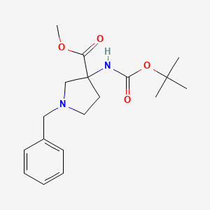 molecular formula C18H26N2O4 B2624296 Methyl 1-benzyl-3-{[(tert-butoxy)carbonyl]amino}pyrrolidine-3-carboxylate CAS No. 675834-17-0