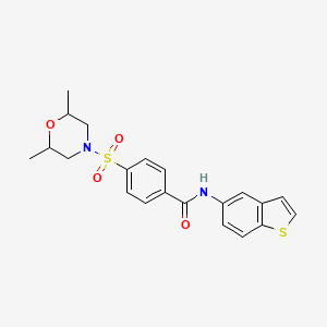 molecular formula C21H22N2O4S2 B2624299 N-(benzo[b]thiophen-5-yl)-4-((2,6-dimethylmorpholino)sulfonyl)benzamide CAS No. 397290-18-5