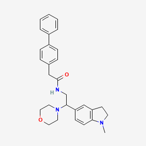 2-([1,1'-biphenyl]-4-yl)-N-(2-(1-methylindolin-5-yl)-2-morpholinoethyl)acetamide