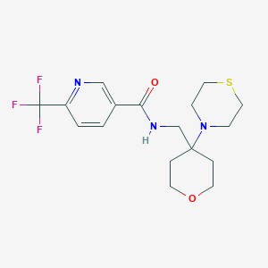 N-[(4-Thiomorpholin-4-yloxan-4-yl)methyl]-6-(trifluoromethyl)pyridine-3-carboxamide