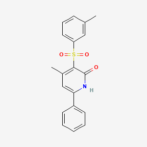 molecular formula C19H17NO3S B2624314 4-methyl-3-[(3-methylphenyl)sulfonyl]-6-phenyl-2(1H)-pyridinone CAS No. 321431-40-7