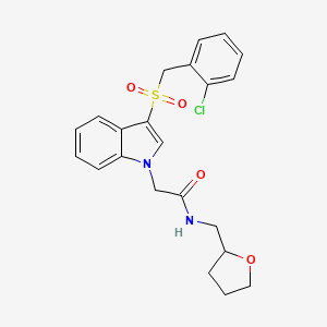 2-(3-((2-chlorobenzyl)sulfonyl)-1H-indol-1-yl)-N-((tetrahydrofuran-2-yl)methyl)acetamide